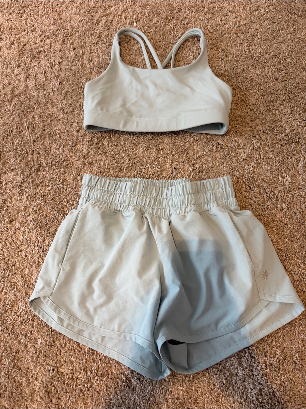 Athleta Sports Bra and Lined shorts set